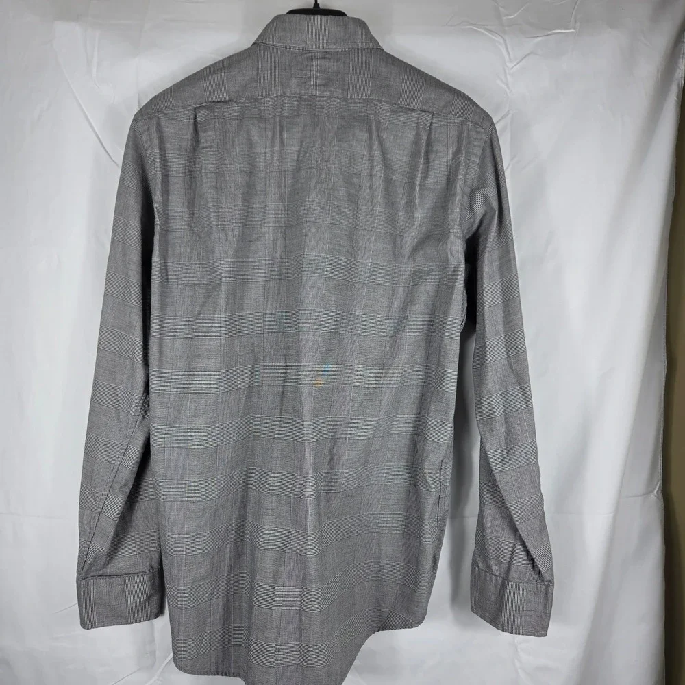 Polo Ralph Lauren Mens Classic Fit Glen Plaid Button Down Shirt Grey White Med